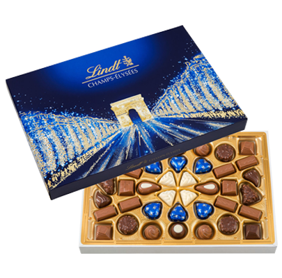 Boîte pyramidale 4 chocolats Publicitaire Lindt Hello - Cadoétik