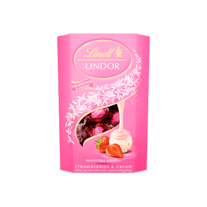 Lindt Lindor chocolat blanc à saveur de fraises au centre