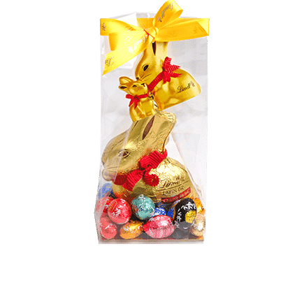 Sachet de Pâques Lindt composé de 18 Petits Oeufs et 1 LAPIN OR Lait 100g